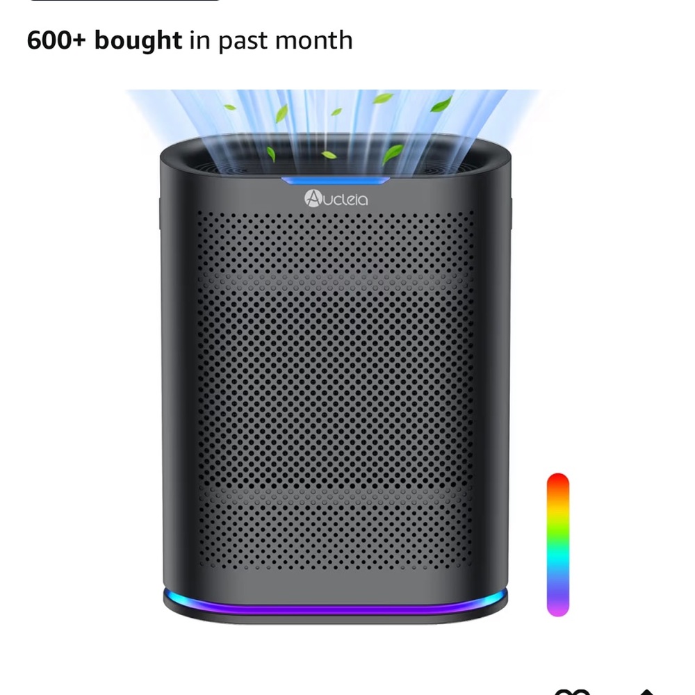 Black Air Purifier with LED Light like new